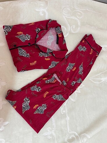 Diğer Siyah inci pamuklu likralı düğmeli biyeli pijama takımı