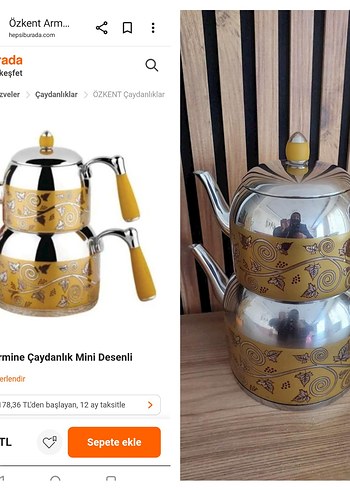 Beden sarı Renk özkent çelik çaydanlık