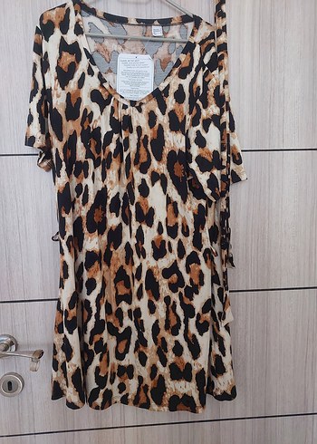 Leopar Desenli likrali viskon bluz