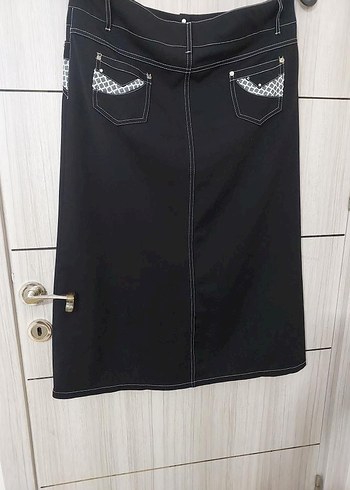 Siyah likralı kot etek - Görsel 2