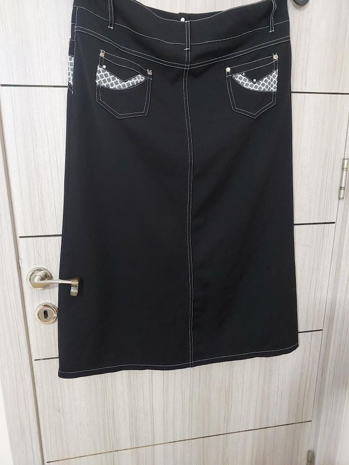 Siyah likralı kot etek - Görsel 2
