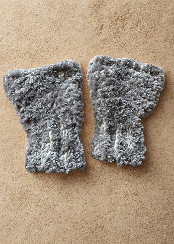 Peluş Gri Örgü Kadın Eldiven - Görsel 2