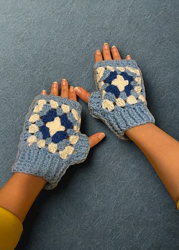 Motifli Örgü Eldiven - Görsel 2