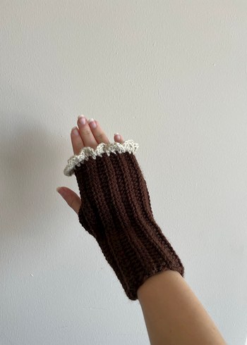 Bohem Tarz Kahverengi Örgü Eldiven - Görsel 5