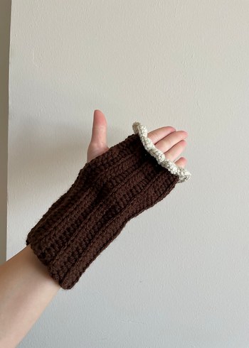 Bohem Tarz Kahverengi Örgü Eldiven - Görsel 3