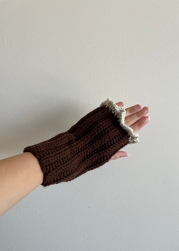 Bohem Tarz Kahverengi Örgü Eldiven - Görsel 2