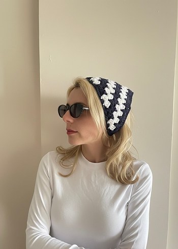 Örgü Beyaz Laciver Saç Bandı - Görsel 2