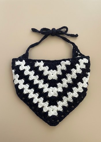 Örgü Beyaz Laciver Saç Bandı - Görsel 4