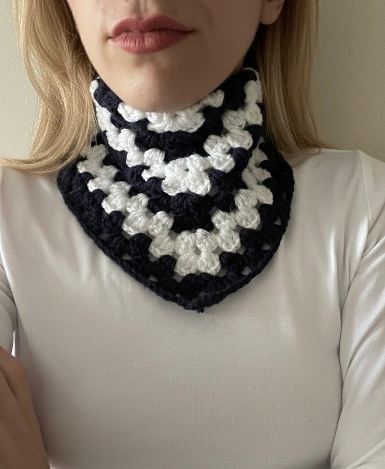 Örgü Beyaz Laciver Saç Bandı - Görsel 3