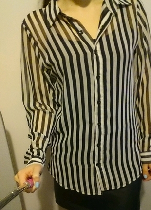 Vintage Love Çizgili tül gömlek