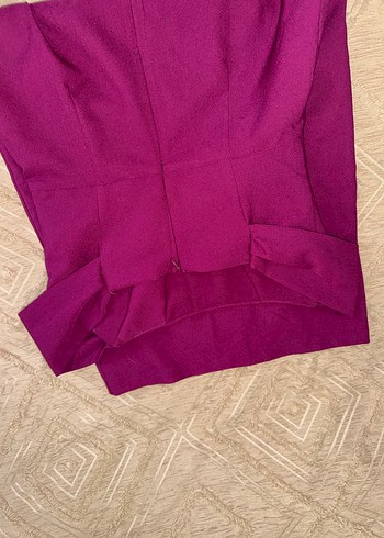 Mor Drapeli Straplez Uzun Abiye Elbise - Görsel 3