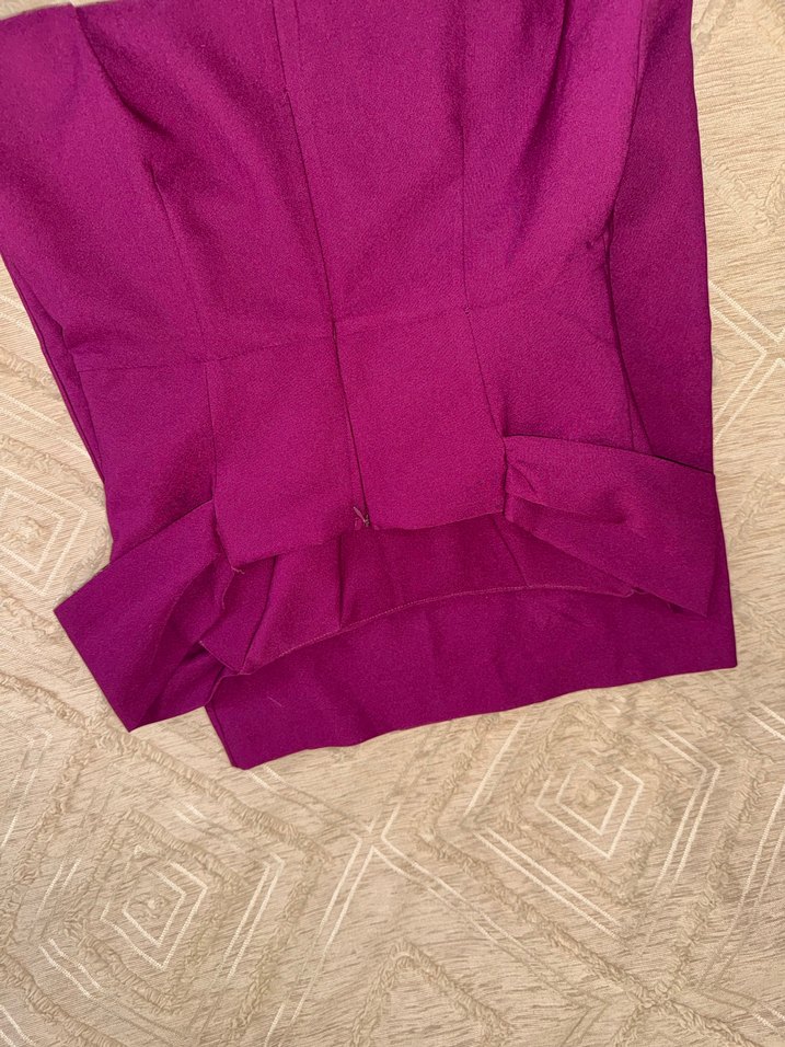 Mor Drapeli Straplez Uzun Abiye Elbise - Görsel 3