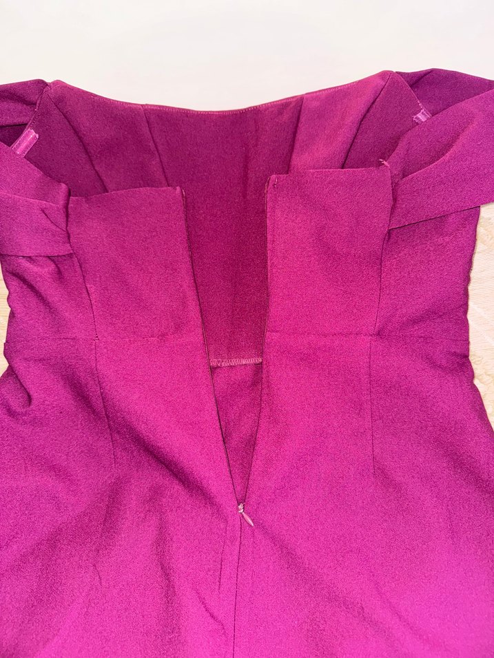 Mor Drapeli Straplez Uzun Abiye Elbise - Görsel 4