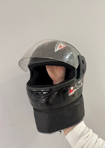 Kemerli Siyah Baskılı Motosiklet Kaskı - Görsel 2