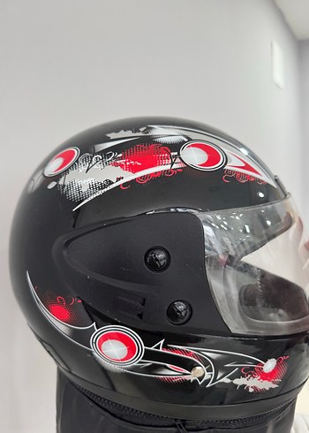 Kemerli Siyah Baskılı Motosiklet Kaskı - Görsel 5