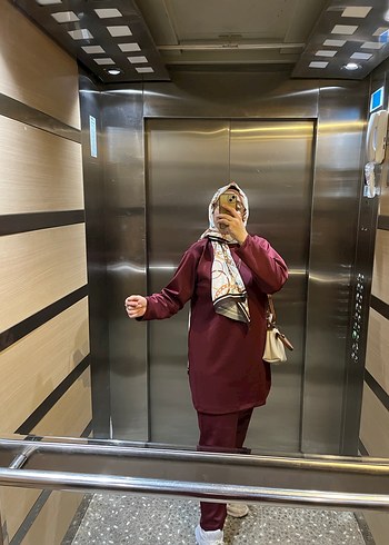 50 Beden bordo Renk Bordo Uzun Kollu Scuba kumaş Kadın Takım