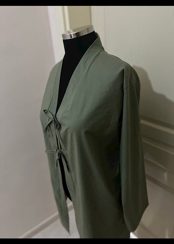 38 Beden haki Renk Uzun Kollu Kadın Haki Kimono
