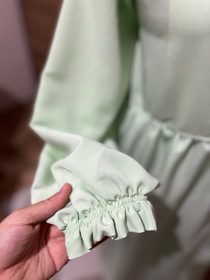 Yeşil Salaş Uzun Kollu Kadın Elbise - Görsel 2