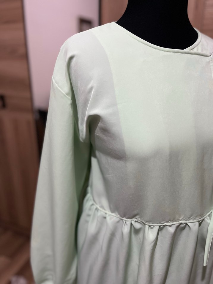 Yeşil Salaş Uzun Kollu Kadın Elbise - Görsel 3