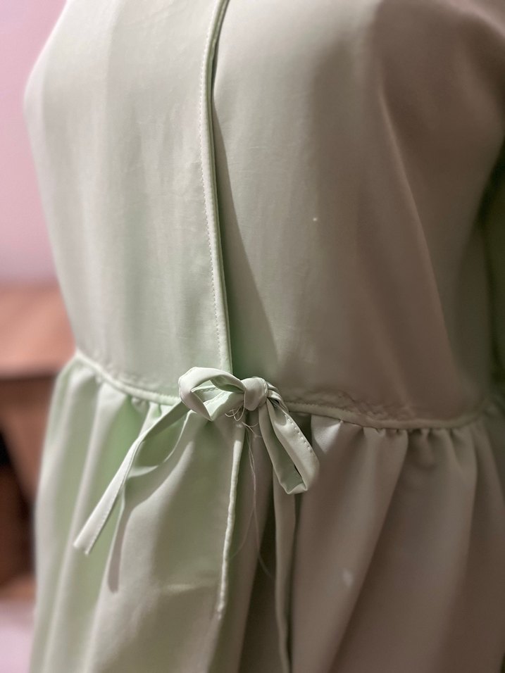 Yeşil Salaş Uzun Kollu Kadın Elbise - Görsel 4