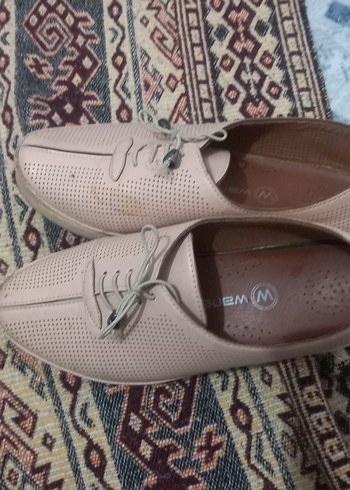 Bej Bağcıklı Kadın Dolgu Topuklu Ayakkabı - Görsel 2