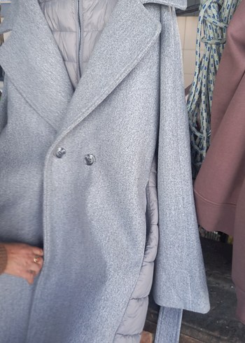 Gri Kuşaklı Yün Kaban - Görsel 4