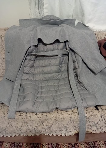 Gri Kuşaklı Yün Kaban - Görsel 8