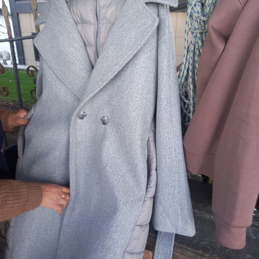 Gri Kuşaklı Yün Kaban - Görsel 4