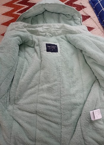 su yeşili Kapüşonlu Düğmeli çocuk Kışlık Mont - Görsel 3