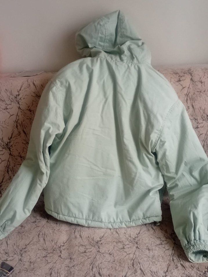 su yeşili Kapüşonlu Düğmeli çocuk Kışlık Mont - Görsel 2