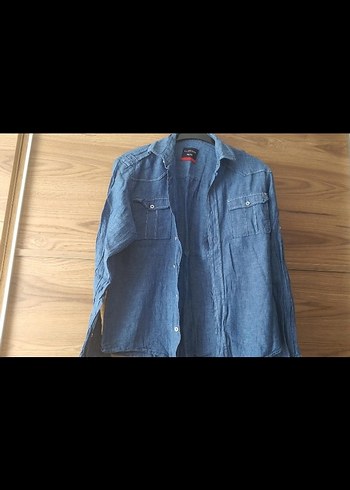 Erkek Mavi Denim Uzun Kollu Gömlek