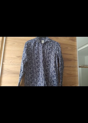 Erkek lacivert Batik Desenli Uzun Kollu Gömlek