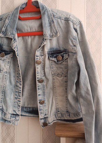 Düğmeli Uzun Kollu Kadın Kot Ceket - Görsel 2