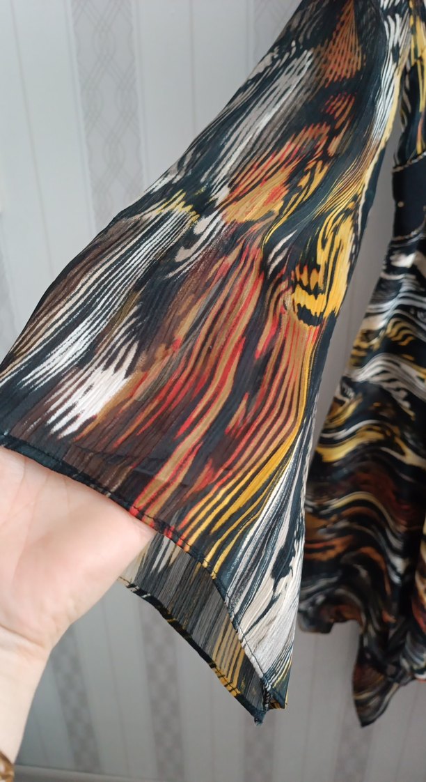 Bohem Uzun Kollu Desenli şifon tunik - Görsel 3