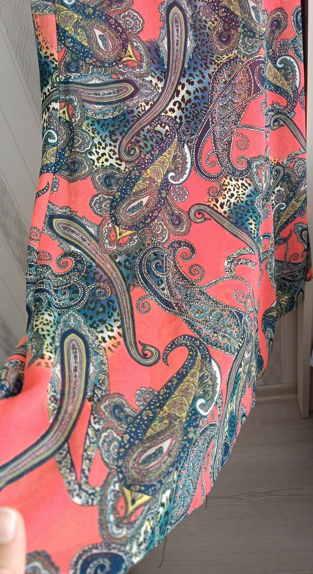 Renkli Desenli Bohem şifon elbise - Görsel 3