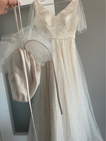 Vintage gelinlik somon renk