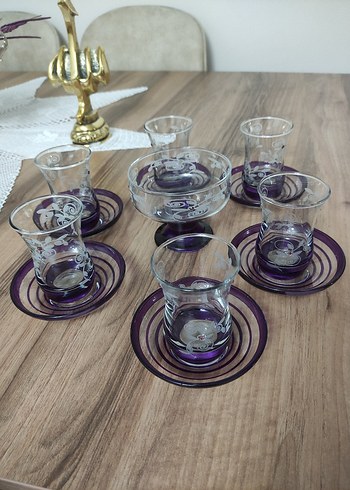 Mor Desenli 6'lı Çay Seti - Görsel 2