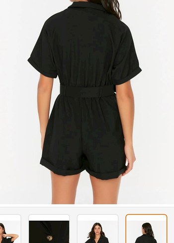 Kemerli Siyah Kısa Tulum - Görsel 2