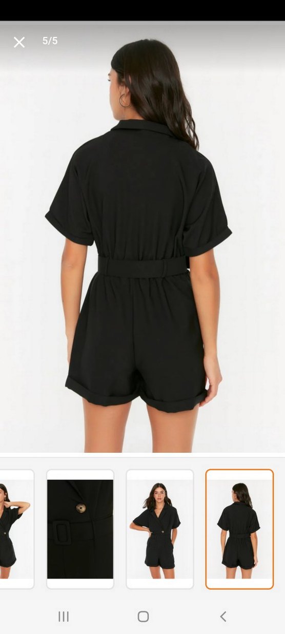 Kemerli Siyah Kısa Tulum - Görsel 2