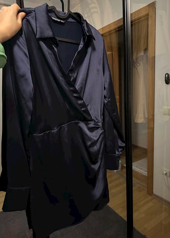 Saten Stradivarius  Drapeli Mini Elbise - Görsel 5