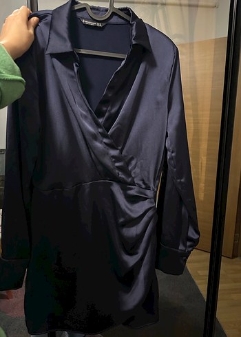 Saten Stradivarius  Drapeli Mini Elbise - Görsel 4