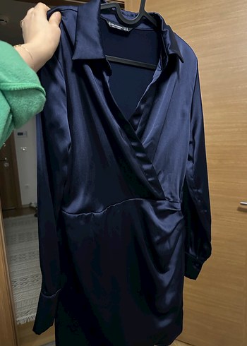 Saten Stradivarius  Drapeli Mini Elbise - Görsel 2