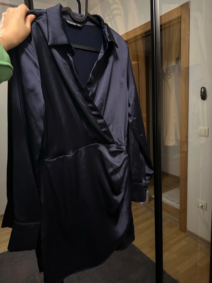 Saten Stradivarius  Drapeli Mini Elbise - Görsel 5