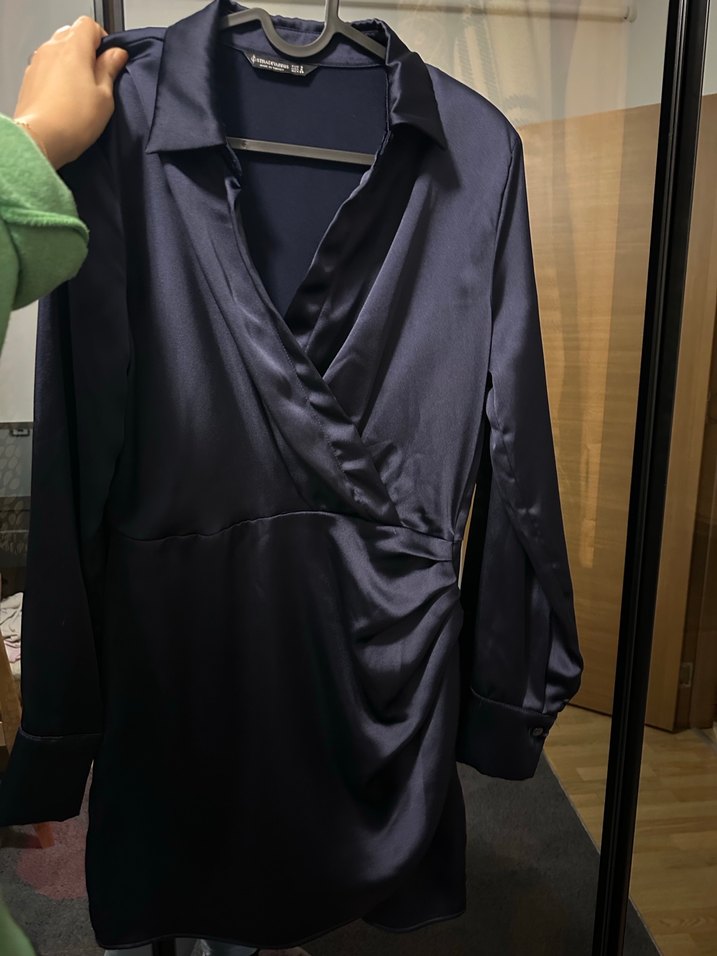 Saten Stradivarius  Drapeli Mini Elbise - Görsel 4