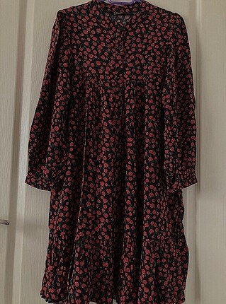 Zara Çiçekli krep elbise