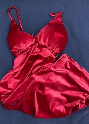 Kırmızı Drapeli Uzun Abiye Elbise - Görsel 2