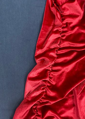 Kırmızı Drapeli Uzun Abiye Elbise - Görsel 3