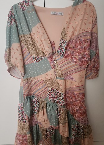 Bohem Çok Renkli mini Elbise - Görsel 4