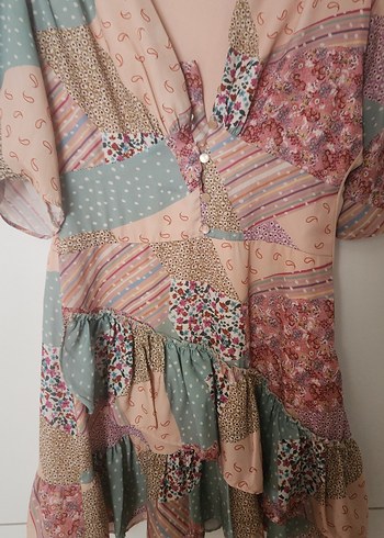 Bohem Çok Renkli mini Elbise - Görsel 3