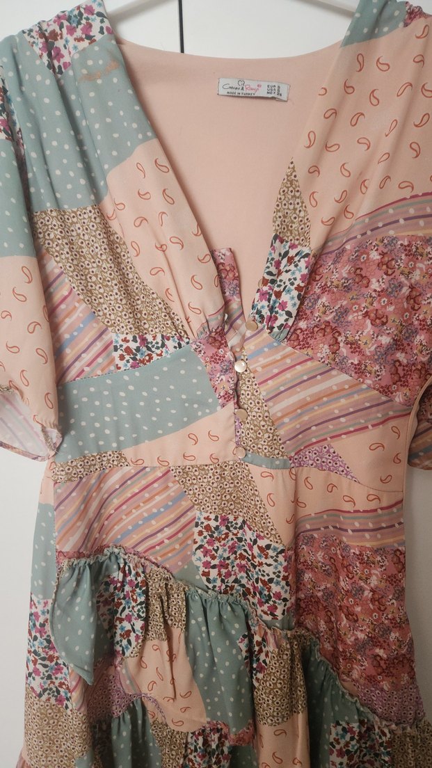 Bohem Çok Renkli mini  Elbise - Görsel 2